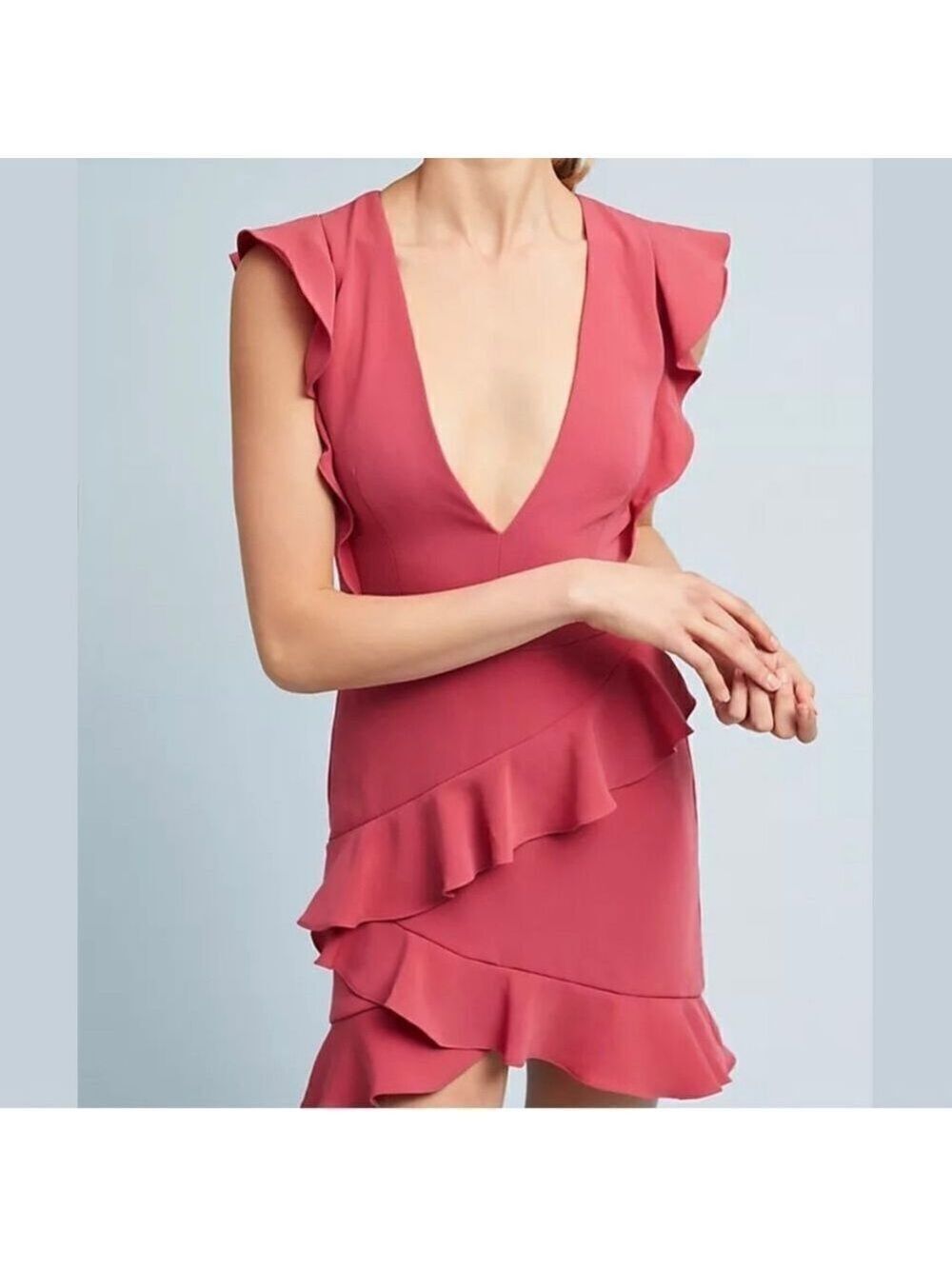 Anthropologie ML Monique Lhuillier Asymmetrical Ruffle Dress